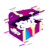 Juvelkasse dekorere 80s retro violet