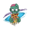 Zombie Halloween Weltraum Pizza Geschenk