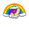 Regenbogen Liebe Mond Doodle Art