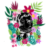 Boxer Hund bunte Blumen