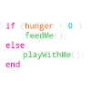 Programmierer Quellcode Hunger oder Spielen