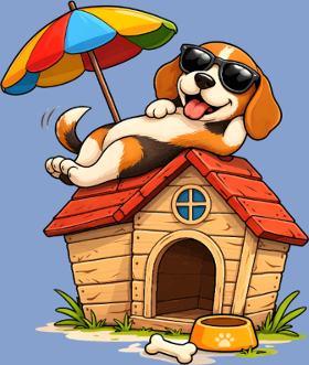 Motif Chien Beagle en Vacances à la Maison personnalisé sur vêtement