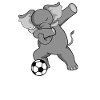 Elephant playing soccer