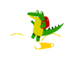Crocodile rides bicycle wheel enema gift