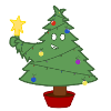 Smiling Christmas tree with lights