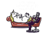 Grappige gek grappige psycholoog van de eenhoorn