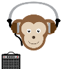 Monkey with headphones music