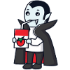 Vampire drinks tomato juice