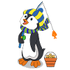 Winter penguin with fish