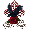 Wonderful raven with rose