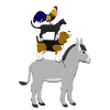 Dog, cat, cock, donkey