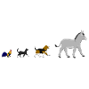 Chien, chat, coq, âne