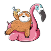 Holiday Mature Sloth On Flamingo Swim