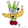 Surfer of vegetables and fruits