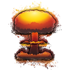 Bomb explosion bright glowing