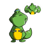 Dinosaur with dumbbell