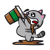 Chat boit un café