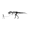 Skeleton on a leash with dino