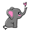 Elephant with hearts