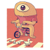 Cyclops Bicycle Cartoon