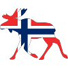 Norge elg silhuet med norsk flag