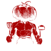 Tomato man cook muscles