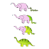 dinosaur snake elephant