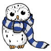 Schneeeule Blau-Weiß