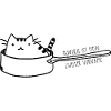 Cat in pan - hungry