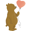 Merry bear with pink heart-balloon