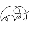 one line elephant black