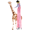 Zirkus Clown mit Giraffe