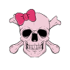 Femmina di cranio con fiocco rosa