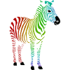 Zebra med farverige regnbue striber