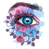 Blue Psychedelic Floral Eye