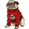 Mops im hässlichen Weihnachtspullover