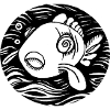 Fish fish logo bubbles waves