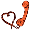 Retro telefono portatile con il cuore