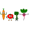 Vegetable figures posing