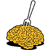 Un cervello con una forchetta