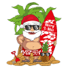 Santa surfing surfboard beach gift