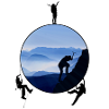 Climbers climb in the mountains
