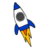 Blue rocket cartoon