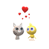 Mignon chaton et poussins