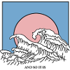 Silhouette der Riesenwelle bei Sonnenuntergang