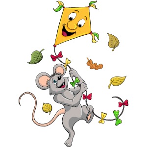 Maus mit Drachen im Herbst