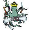 Pieuvre avec couronne et chopper