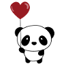 Nettes Chibi Panda-Valentinsgruß-Ballon-Herz