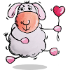 Cue Sheep with heart