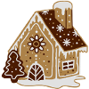 A gingerbread house, gingerbread and frosting